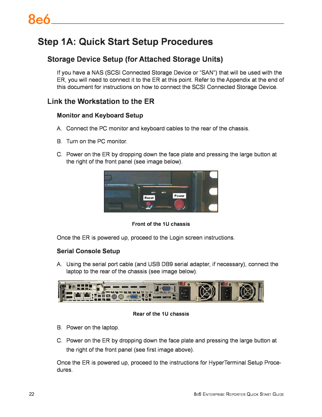 8e6 Technologies ERH-100 (5K02-61) A Quick Start Setup Procedures, Storage Device Setup for Attached Storage Units 
