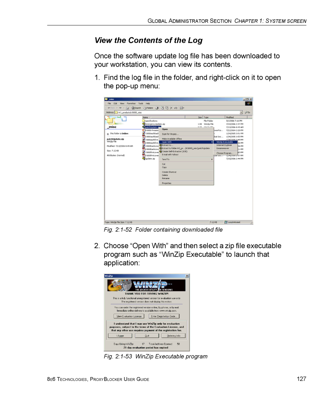 8e6 Technologies ProxyBlocker manual View the Contents of the Log 