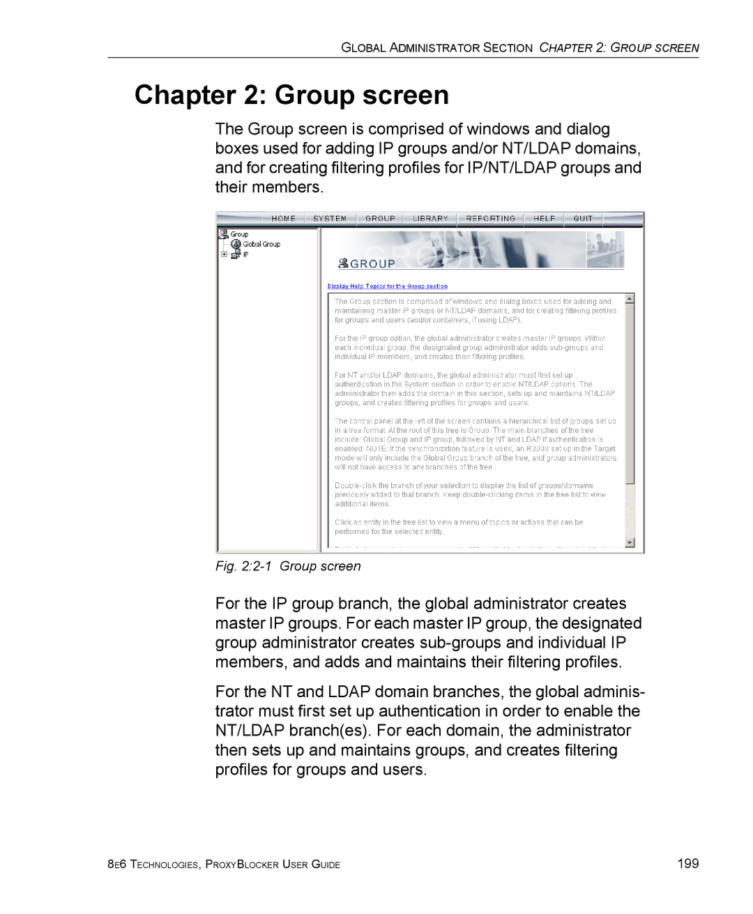 8e6 Technologies ProxyBlocker manual Group screen 