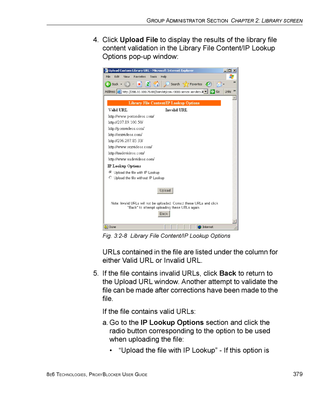 8e6 Technologies ProxyBlocker manual Library File Content/IP Lookup Options 