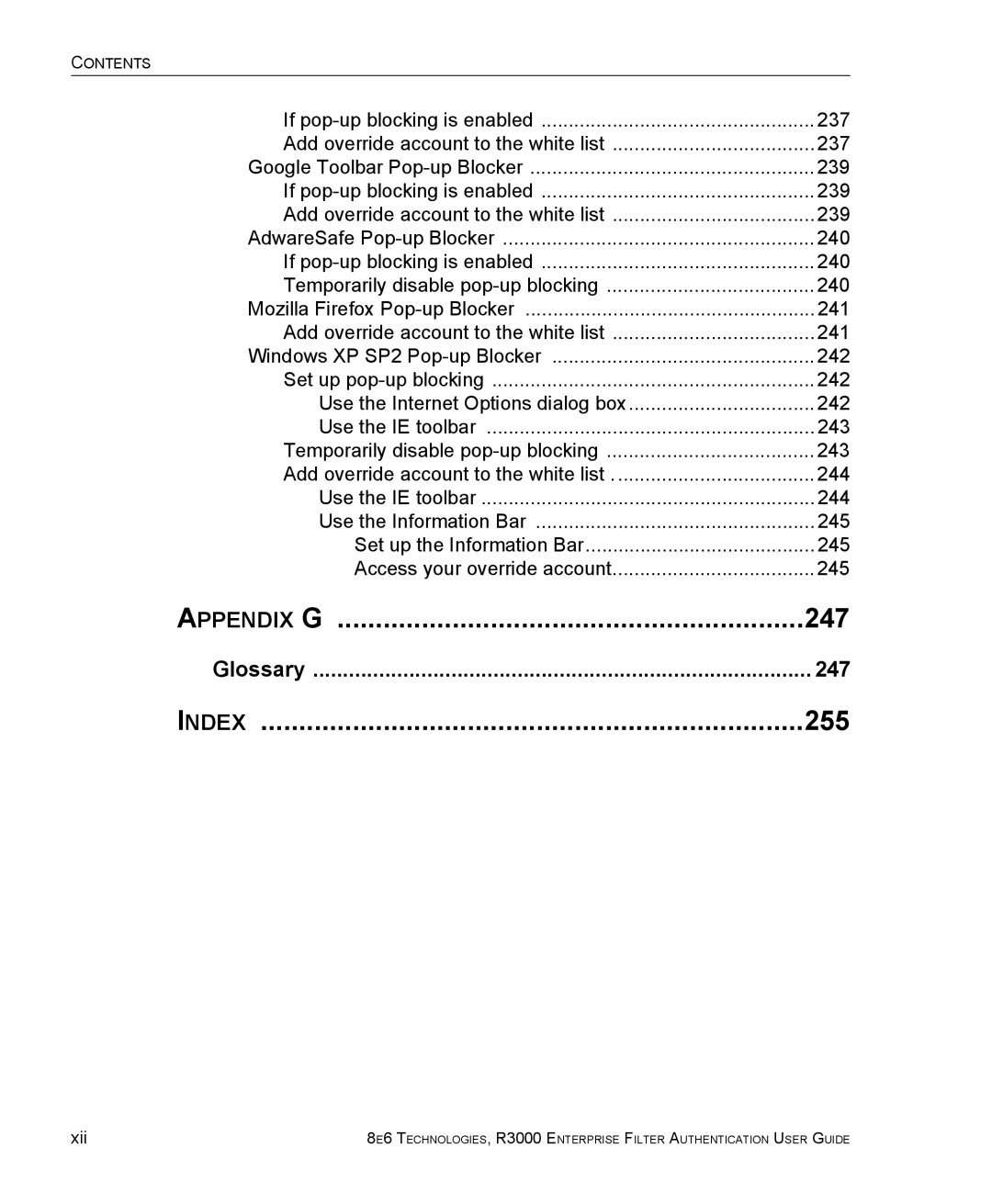 8e6 Technologies R3000 manual Ndex, Glossary 247 