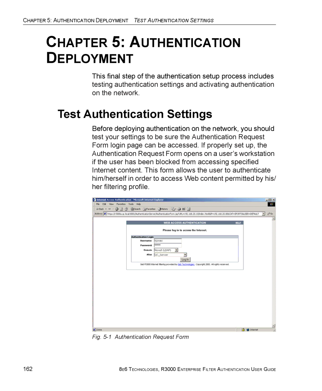 8e6 Technologies R3000 manual Test Authentication Settings, 162 