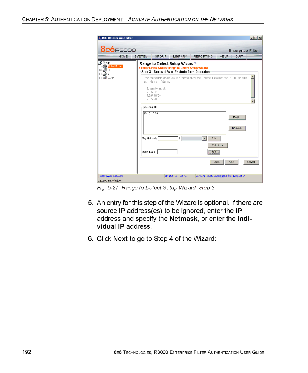 8e6 Technologies R3000 manual Range to Detect Setup Wizard, Step, 192 