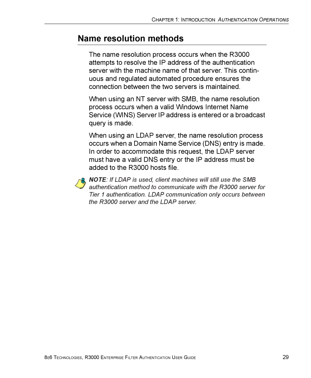 8e6 Technologies R3000 manual Name resolution methods 