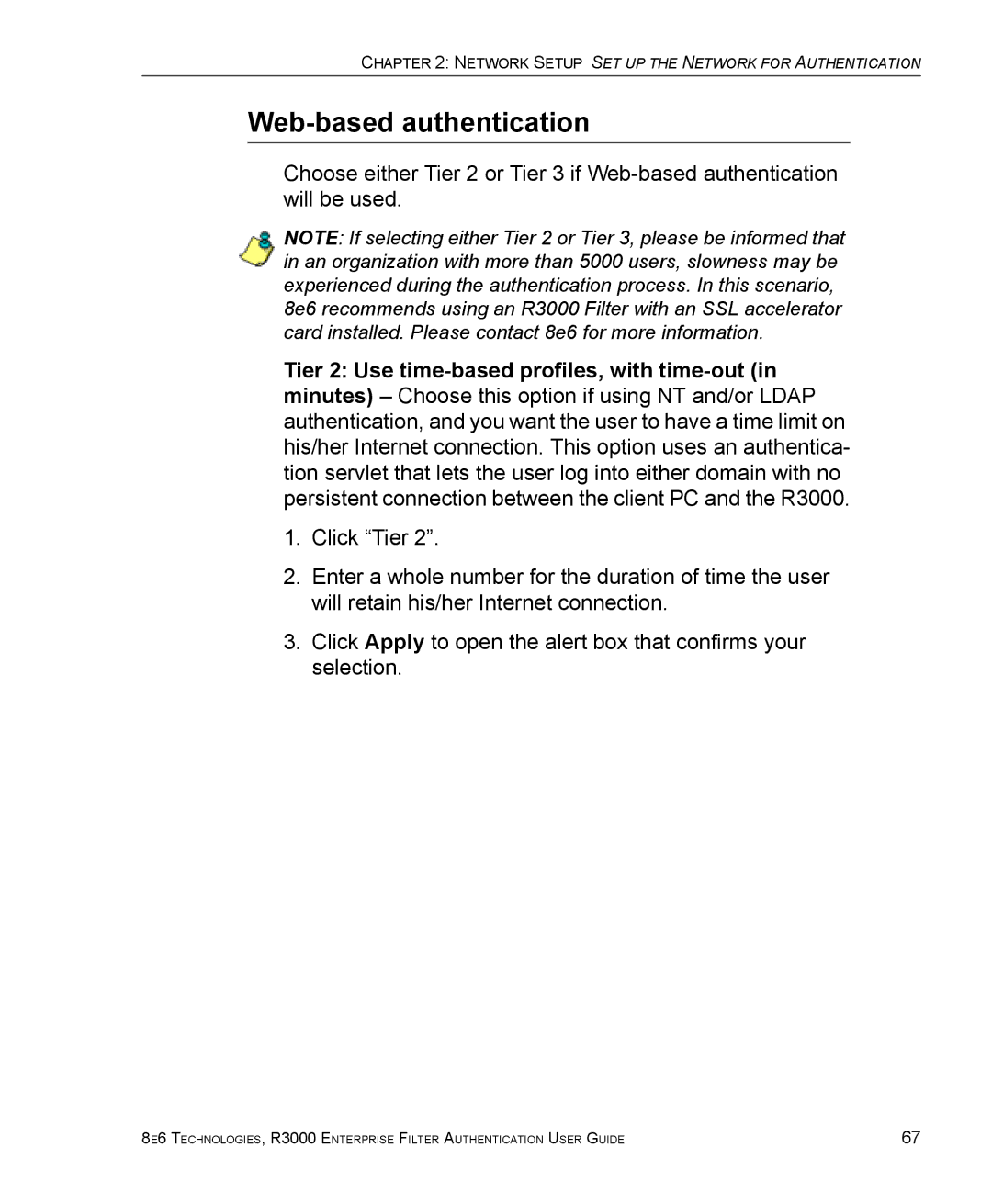 8e6 Technologies R3000 manual Web-based authentication 