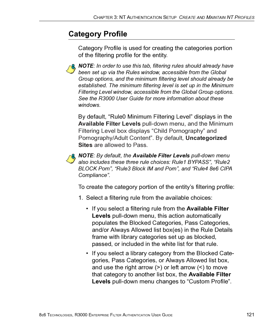 8e6 Technologies R3000 manual Category Profile 