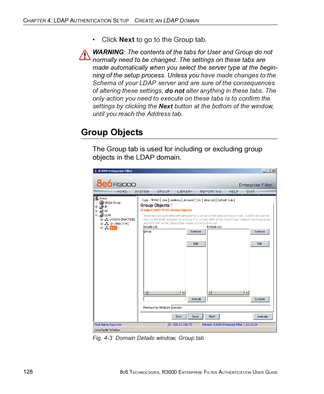 8e6 Technologies R3000 manual Group Objects, 128 