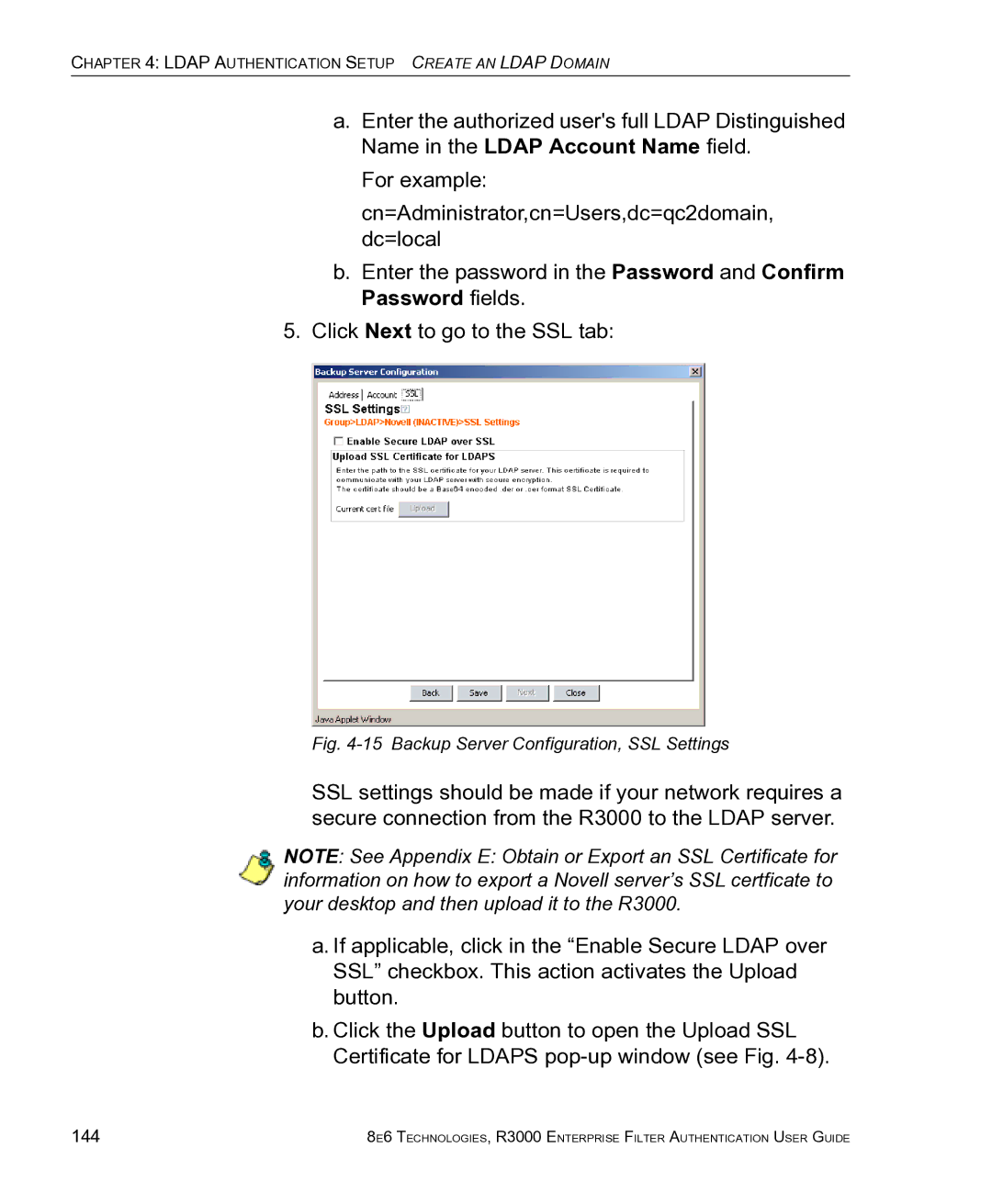 8e6 Technologies R3000 manual Backup Server Configuration, SSL Settings, 144 