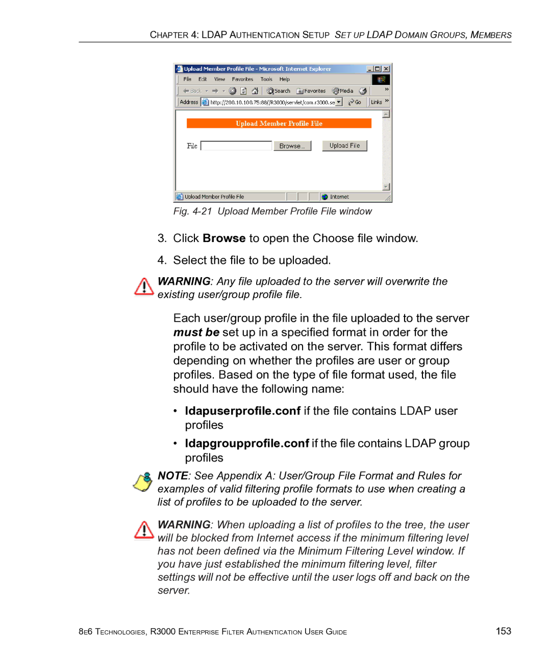 8e6 Technologies R3000 manual Upload Member Profile File window 