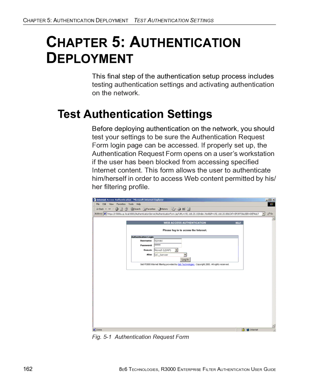 8e6 Technologies R3000 manual Test Authentication Settings, 162 