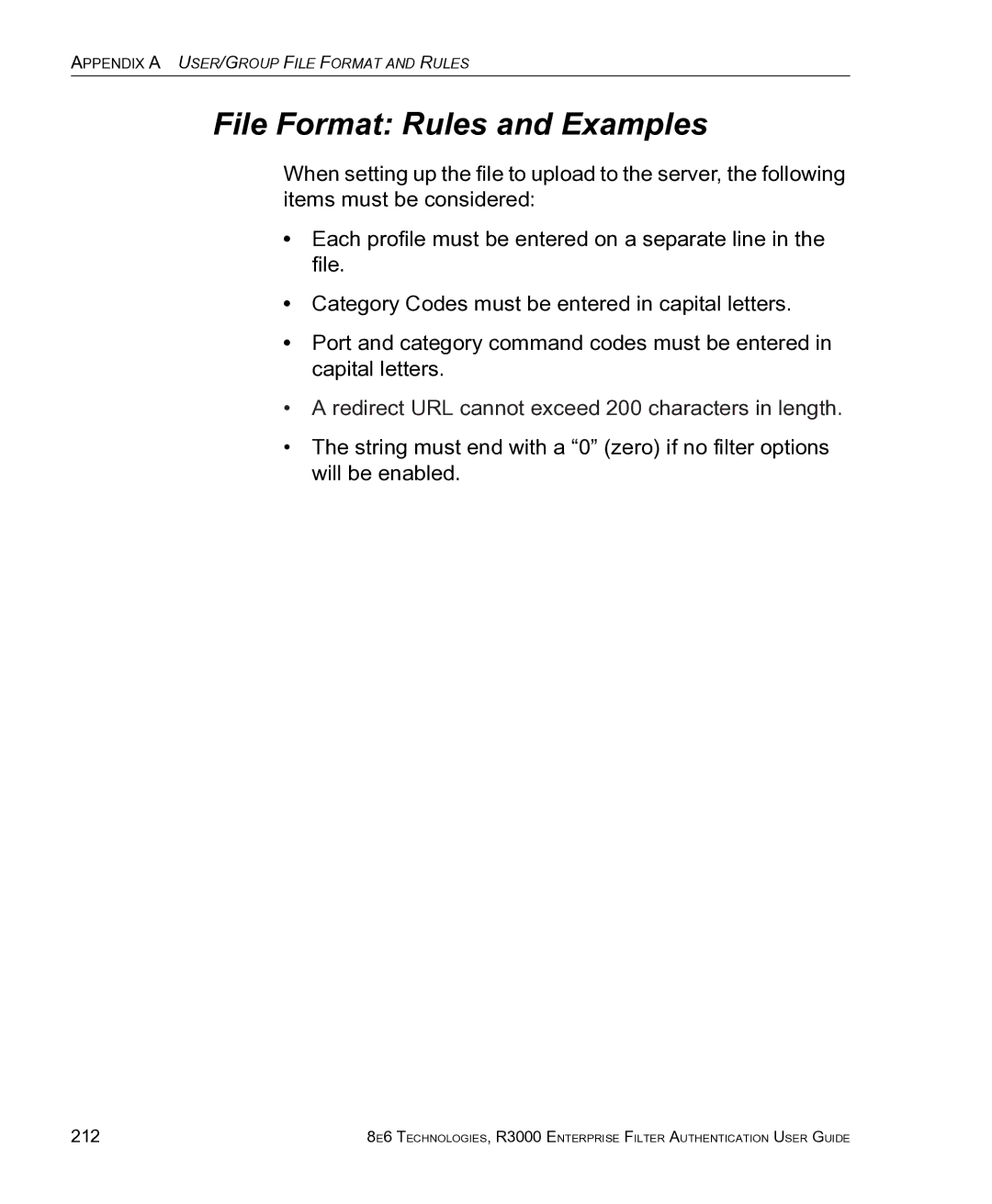 8e6 Technologies R3000 manual File Format Rules and Examples, 212 