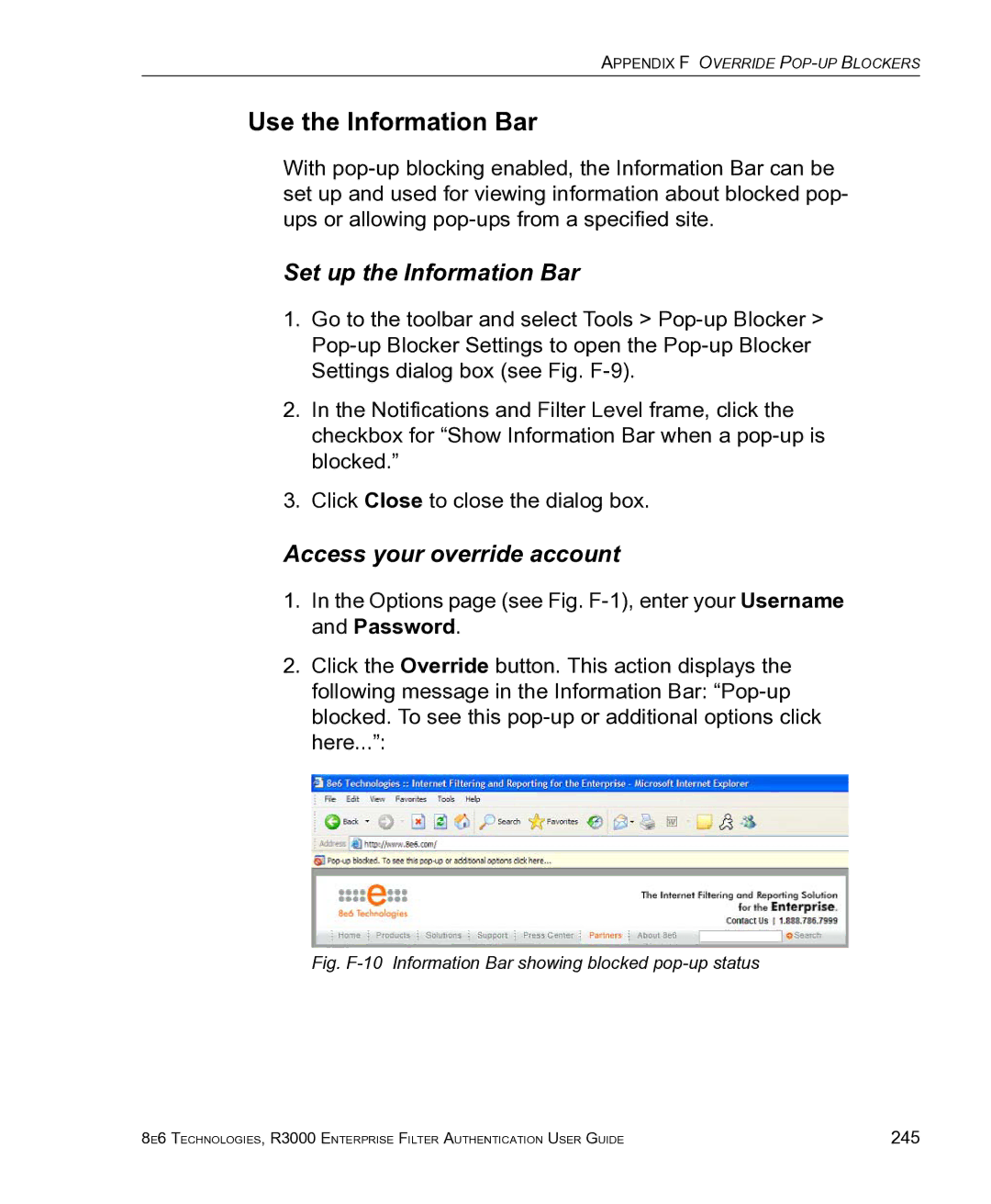 8e6 Technologies R3000 manual Use the Information Bar, Set up the Information Bar 