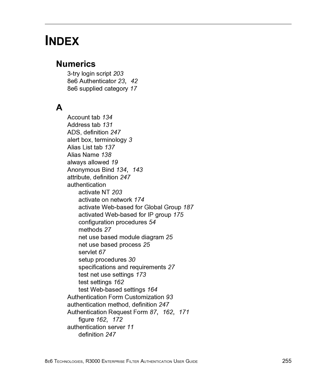 8e6 Technologies R3000 manual Index, Numerics 