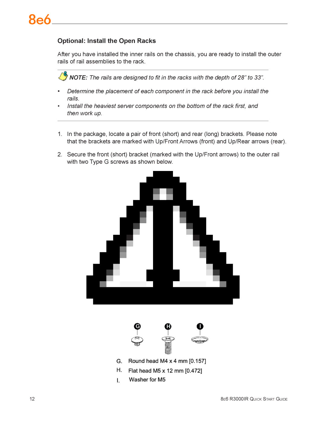 8e6 Technologies R3000IR quick start Optional Install the Open Racks 