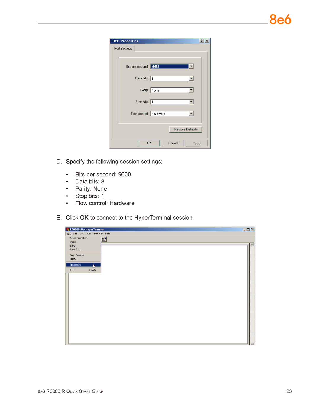 8e6 Technologies quick start 8e6 R3000IR Quick Start Guide 