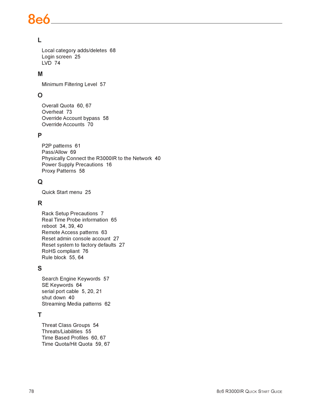 8e6 Technologies quick start 8e6 R3000IR Quick Start Guide 