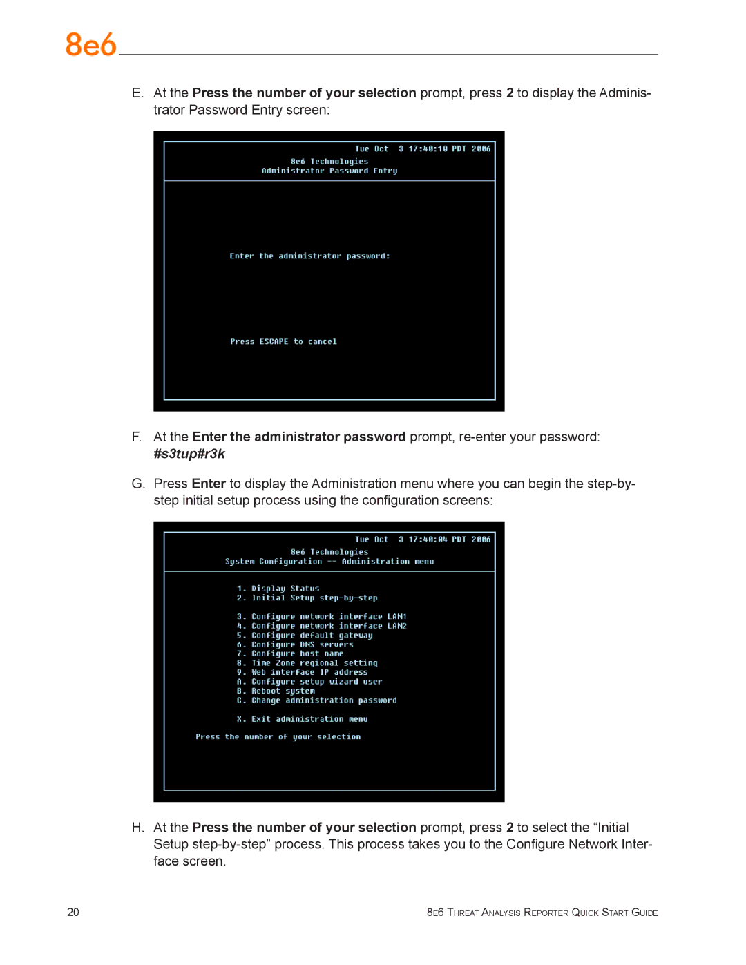 8e6 Technologies TAR 1.0 quick start #s3tup#r3k 