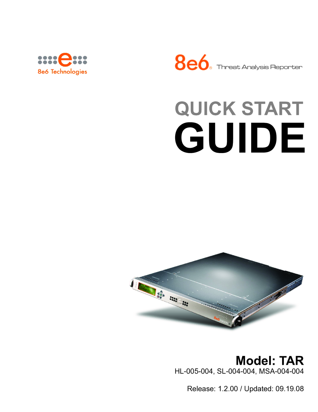 8e6 Technologies TAR quick start Guide 