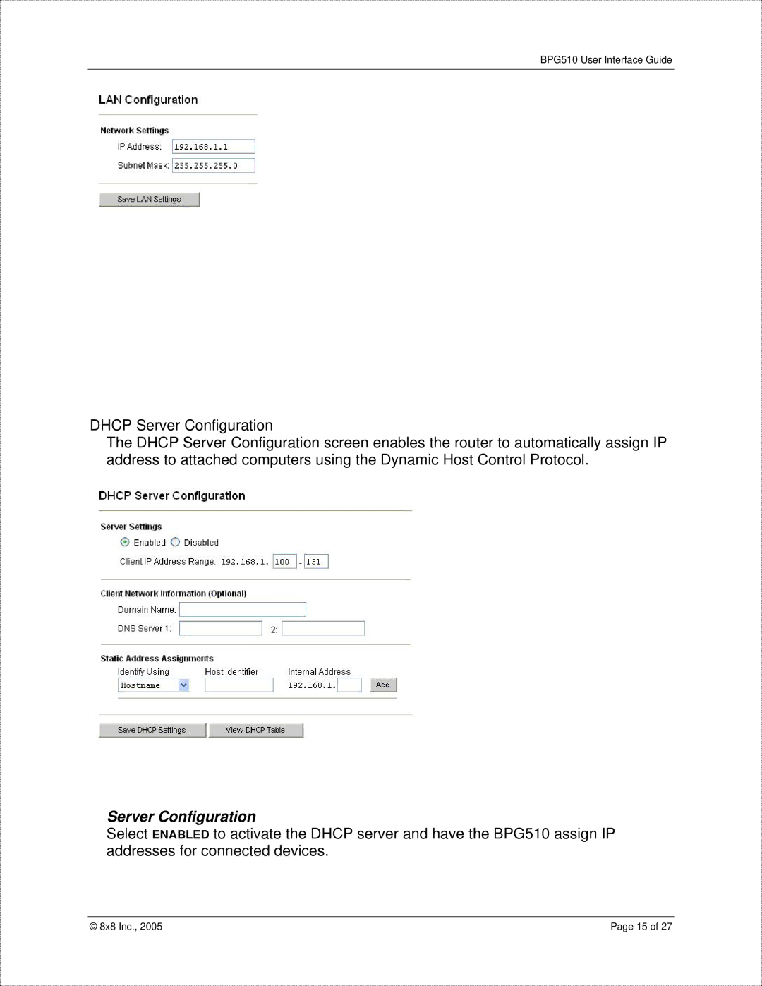 8x8 BPG510 manual Server Configuration 