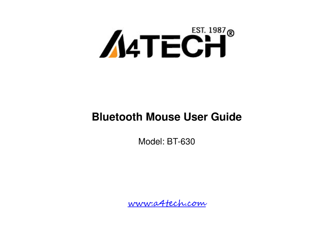 A4 Tech BT-630 manual Bluetooth Mouse User Guide 