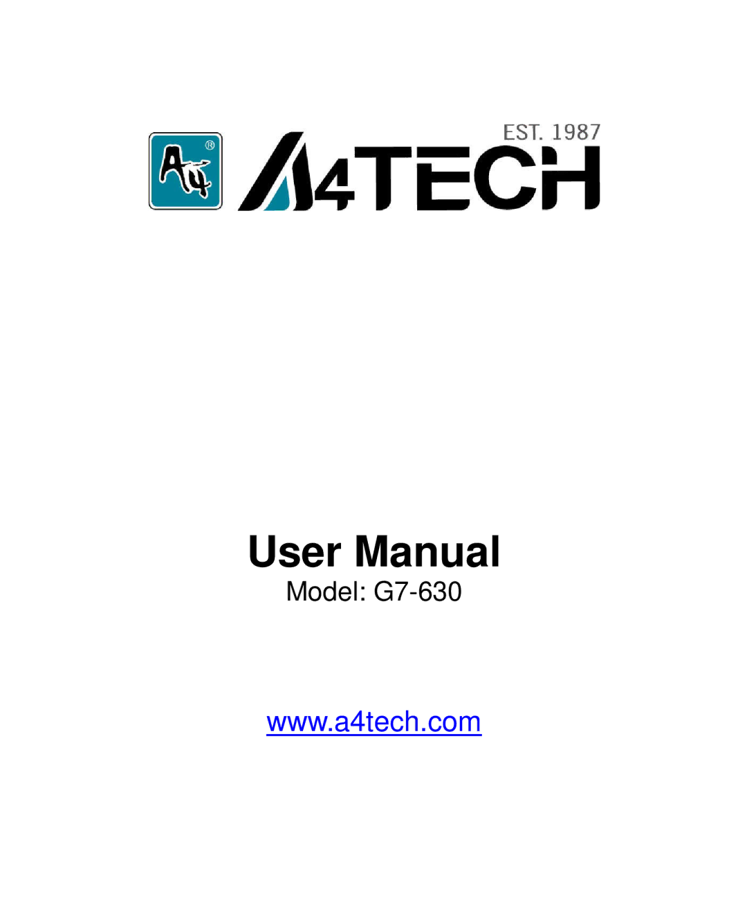 A4 Tech user manual Model G7-630 