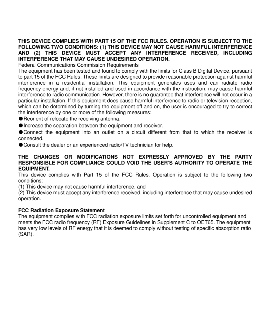 A4 Tech G7-630 user manual FCC Radiation Exposure Statement 