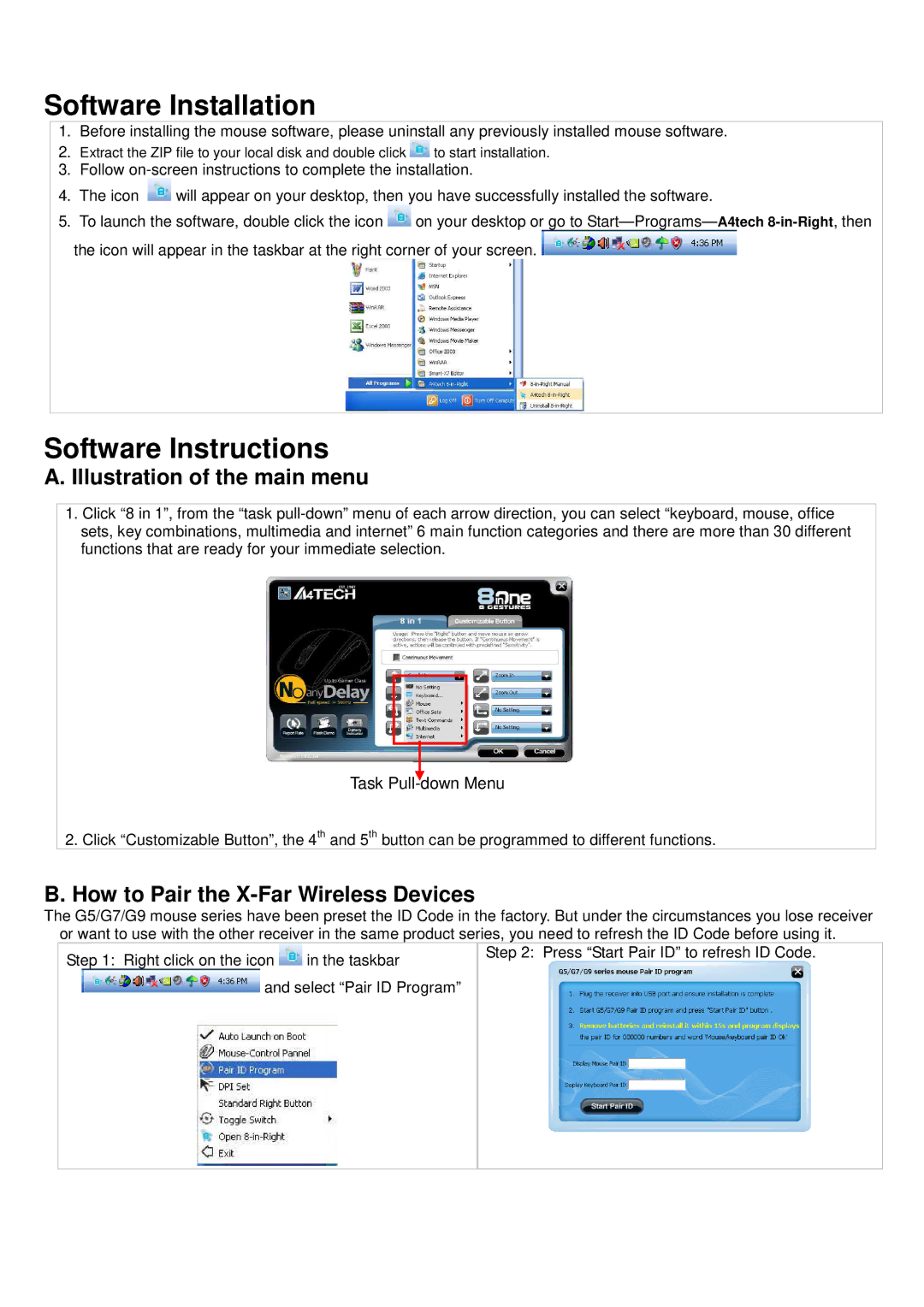 A4 Tech G7-750 user manual Software Installation 