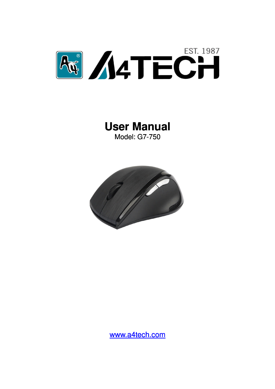 A4 Tech user manual Model G7-750 