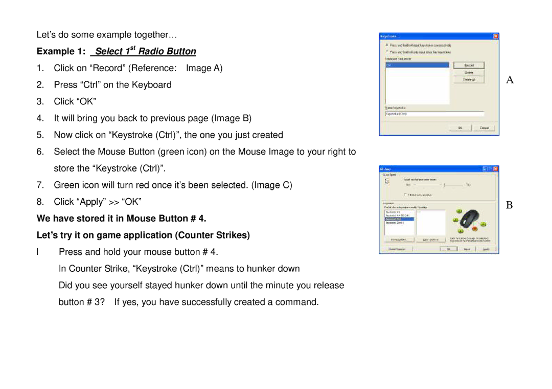 A4 Tech NB-60 user manual Example 1 Select 1st Radio Button 