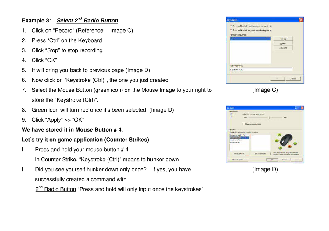 A4 Tech NB-60 user manual Image C, Image D, Example 3 Select 2nd Radio Button 