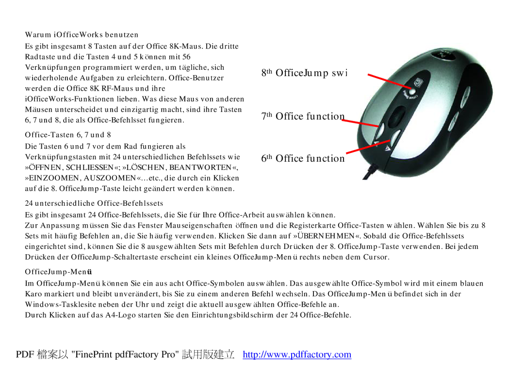 A4 Tech Office 8K manual Warum iOfficeWorks benutzen, Office-Tasten 6, 7 und, Unterschiedliche Office-Befehlssets 