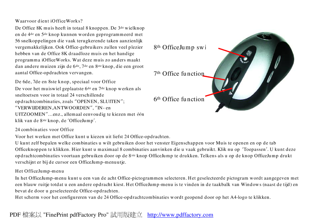 A4 Tech Office 8K Waarvoor dient iOfficeWorks?, De 6de, 7de en 8ste knop, speciaal voor Office, Combinaties voor Office 