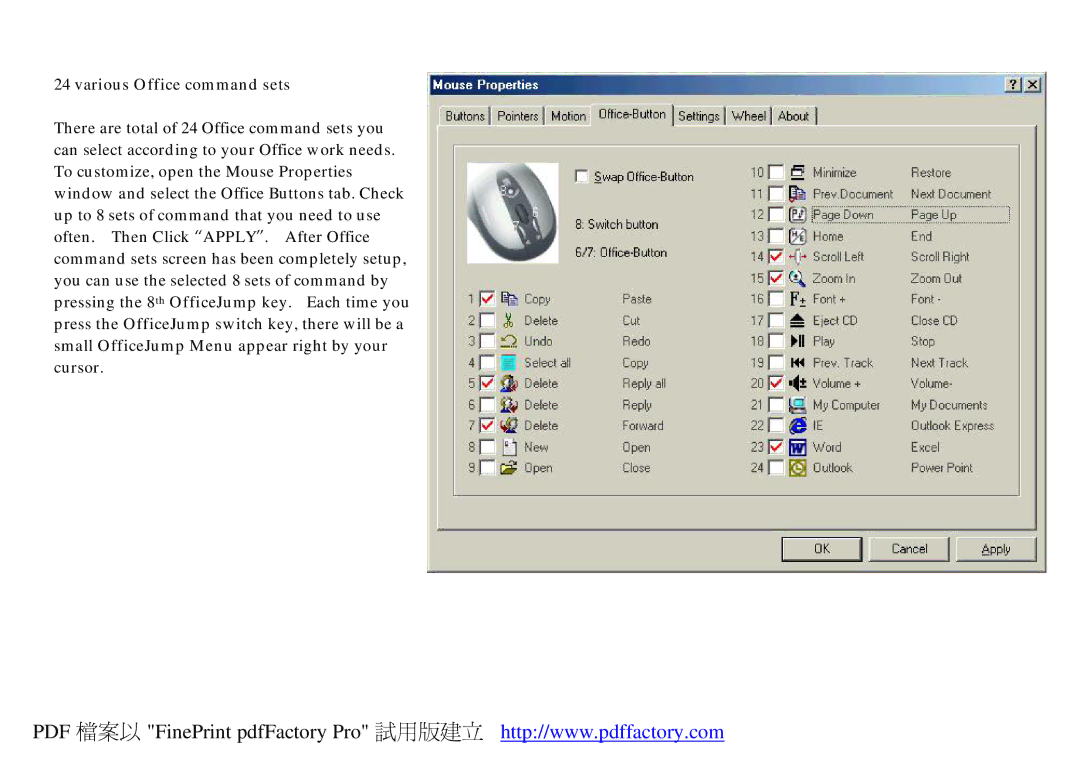 A4 Tech Office 8K manual Various Office command sets 