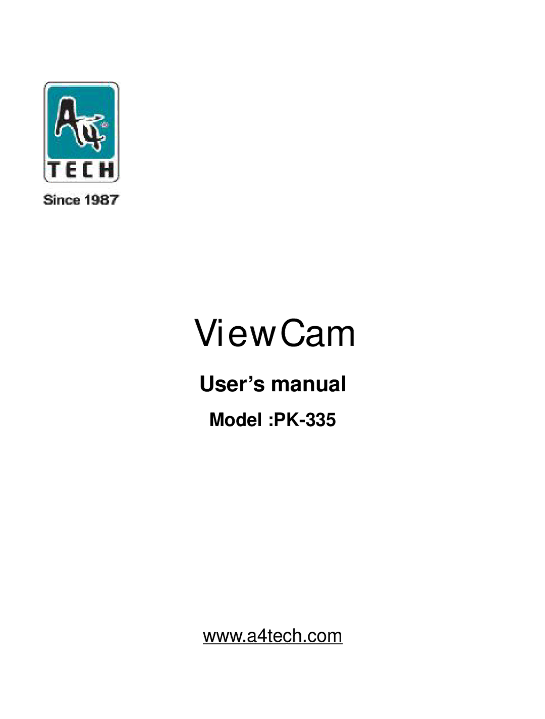 A4 Tech user manual ViewCam, Model PK-335 