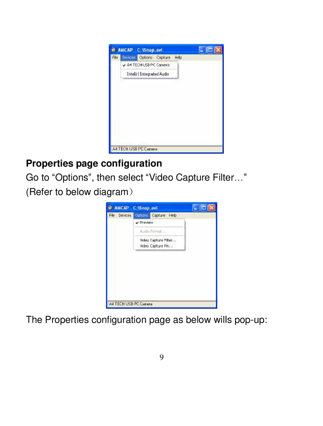 A4 Tech PK-335 user manual Properties page configuration 