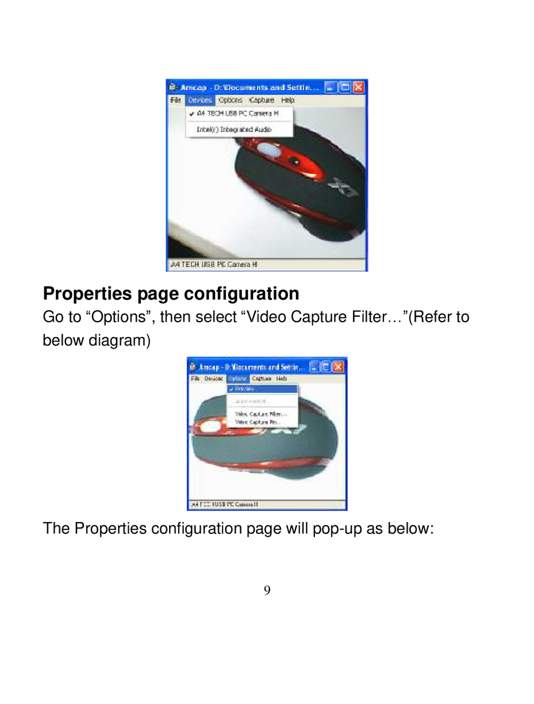 A4 Tech PK-35N user manual Properties page configuration 