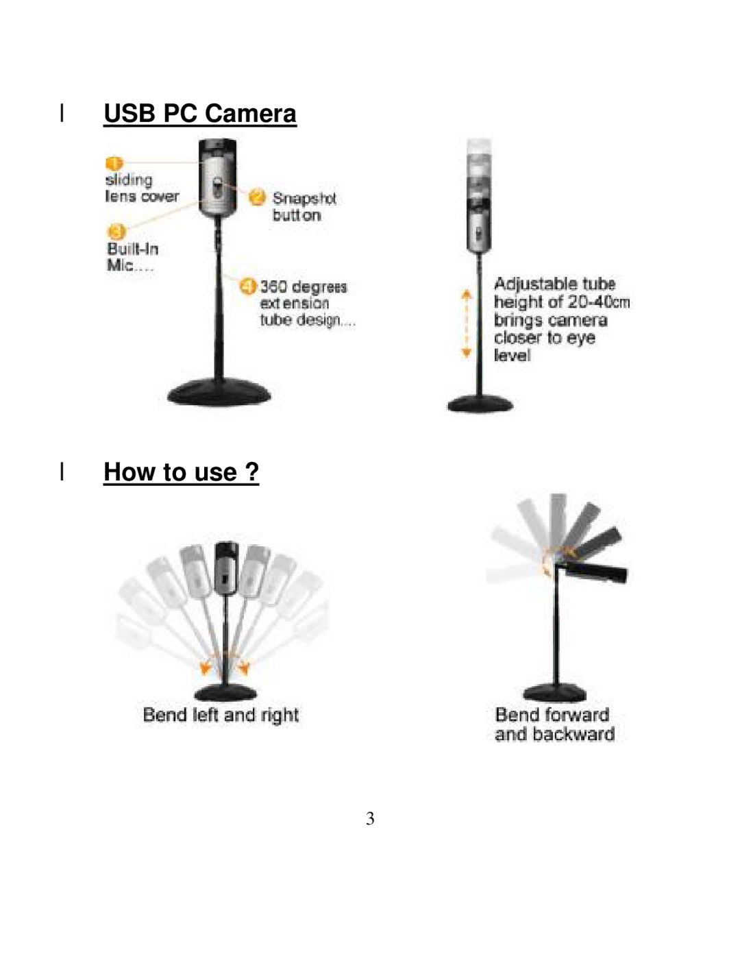 A4 Tech PK-5 user manual USB PC Camera How to use ? 