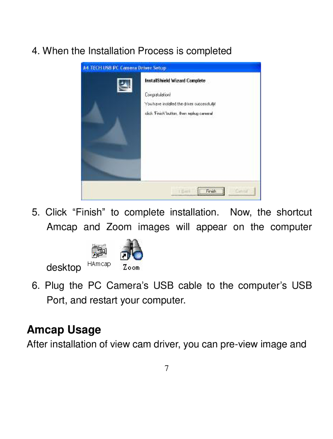 A4 Tech PK-5 user manual Amcap Usage 