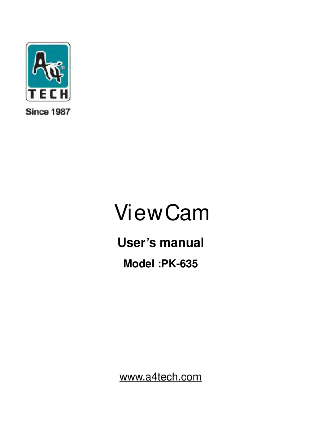 A4 Tech user manual ViewCam, Model PK-635 