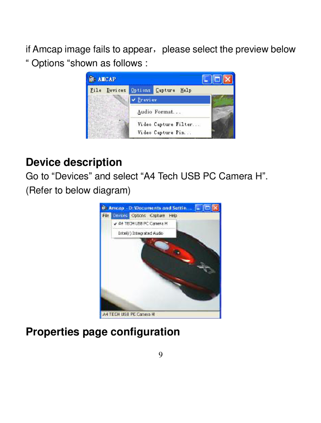 A4 Tech PK-935 user manual Device description, Properties page configuration 