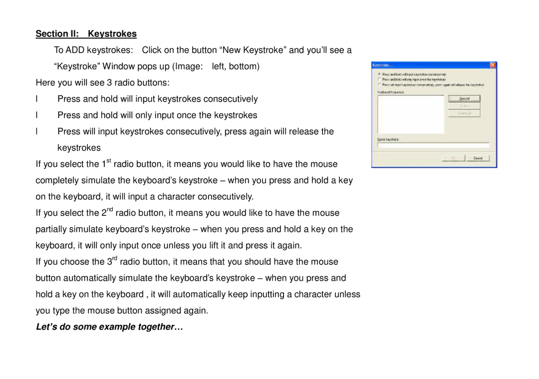 A4 Tech X-708 user manual Section II Keystrokes, Let’s do some example together… 