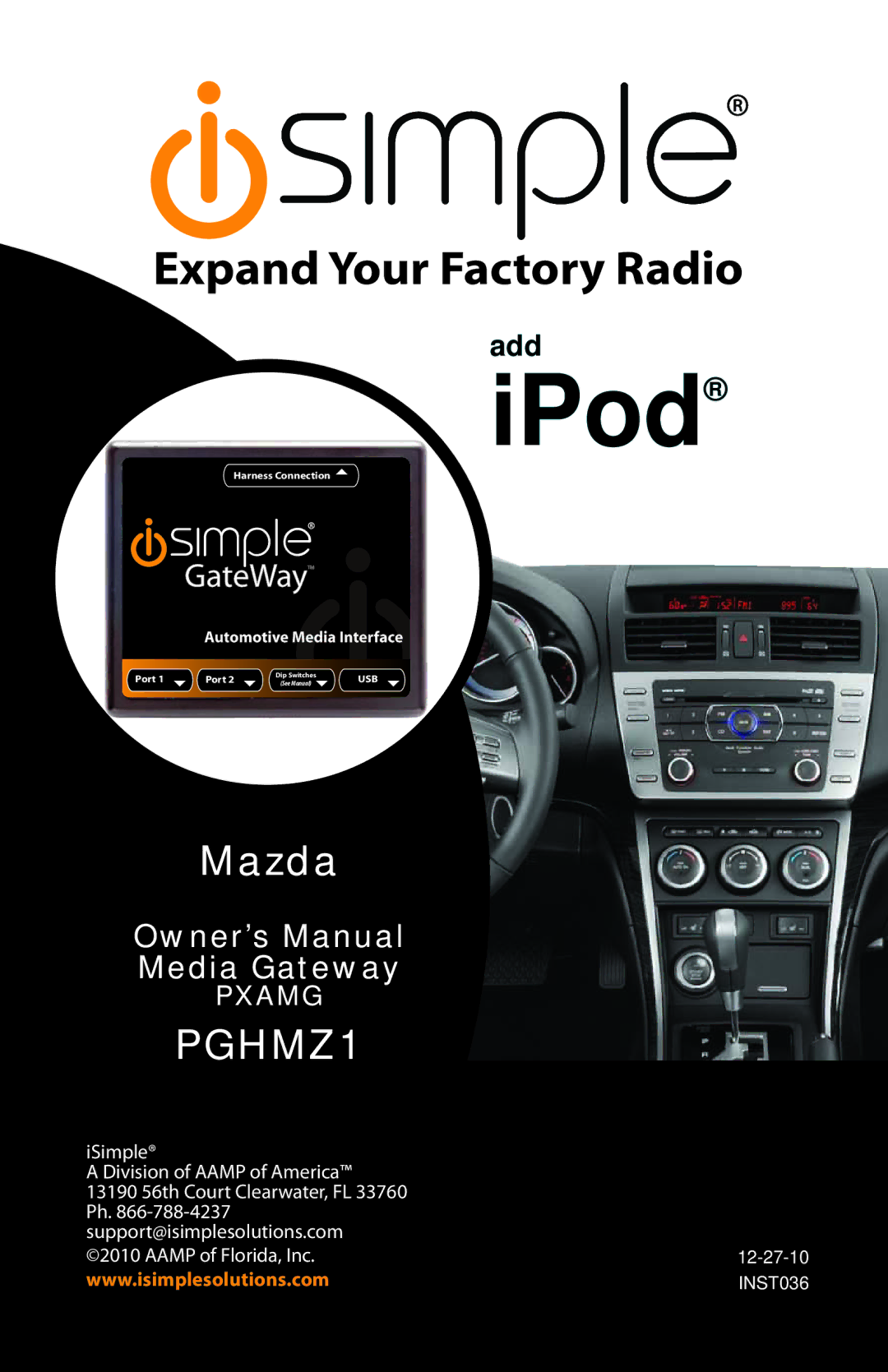 AAMP of America PGHMZ1 owner manual IPodiPod 