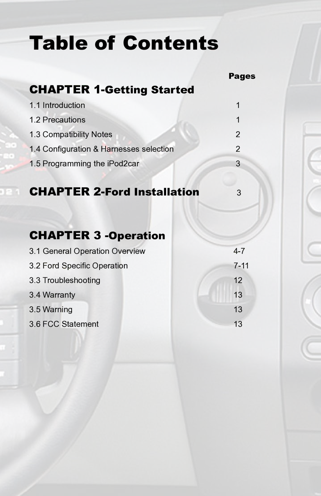 AAMP of America PXDP2 instruction manual Table of Contents 