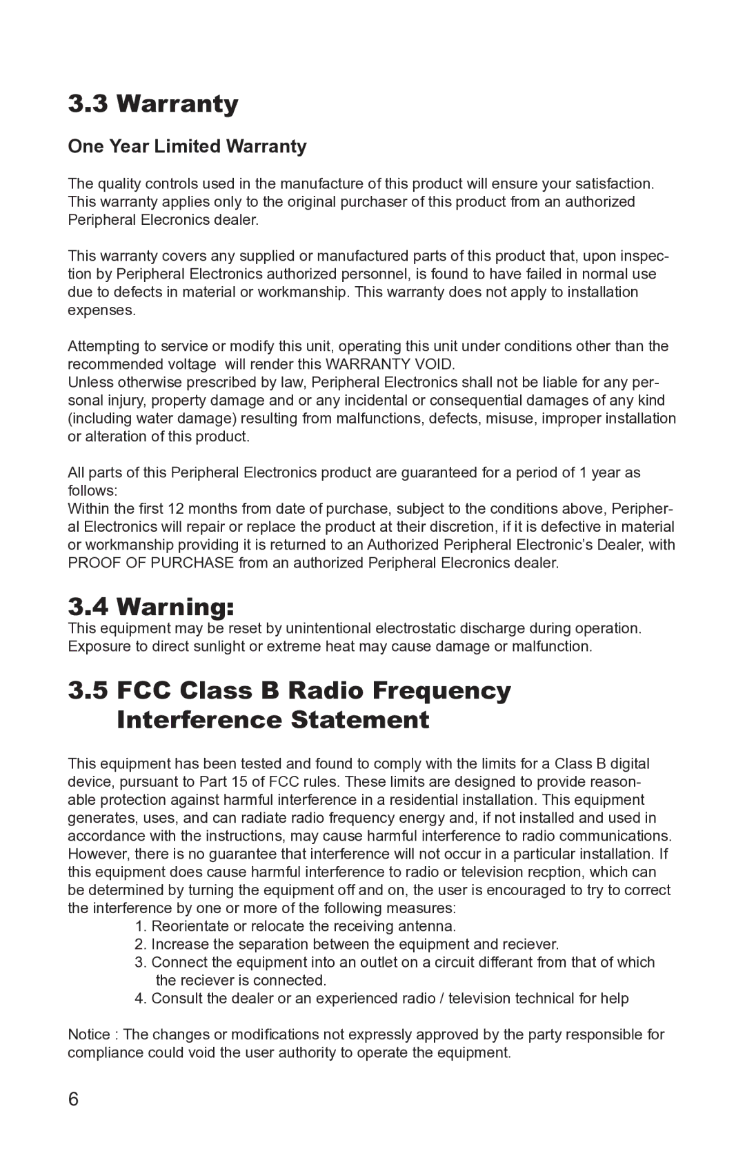 AAMP of America Simple iPod Interface for BMW Warranty, FCC Class B Radio Frequency Interference Statement 