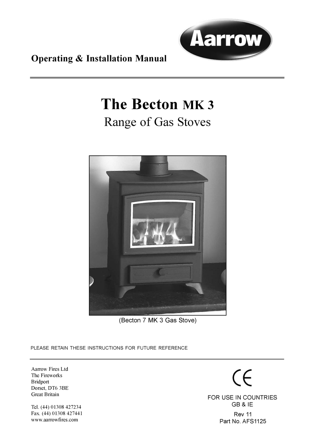 Aarrow Fires Becton 7 mk3, Becton Bunny installation manual Becton MK 