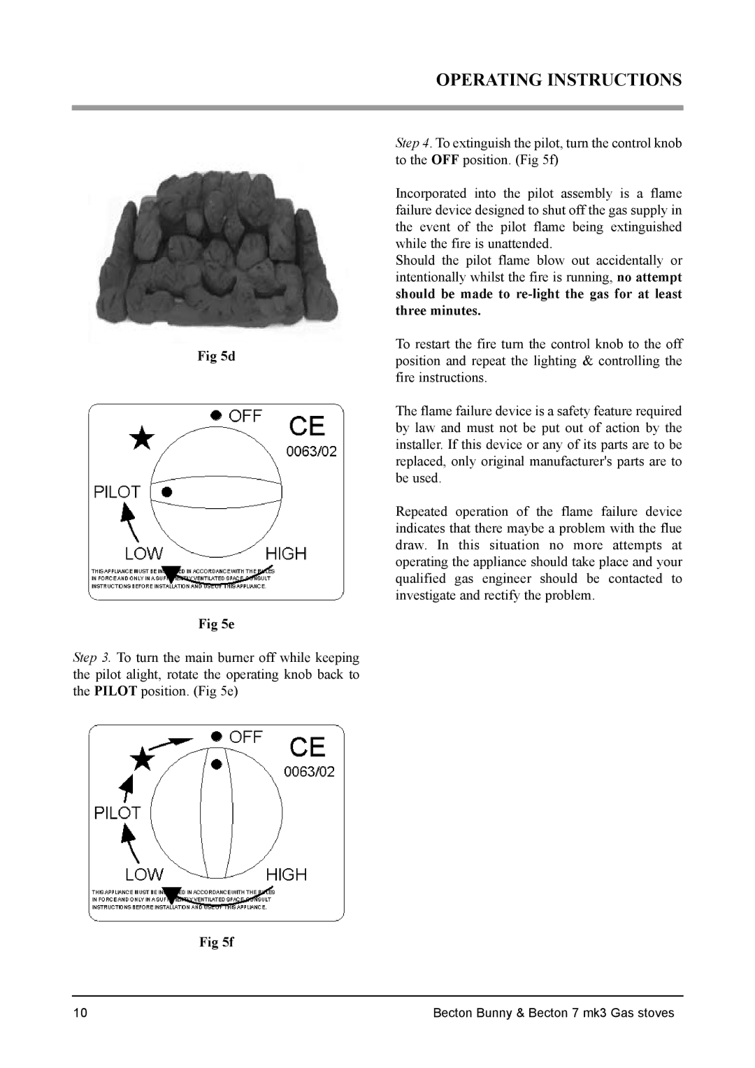 Aarrow Fires Becton Bunny, Becton 7 mk3 installation manual Operating Instructions 