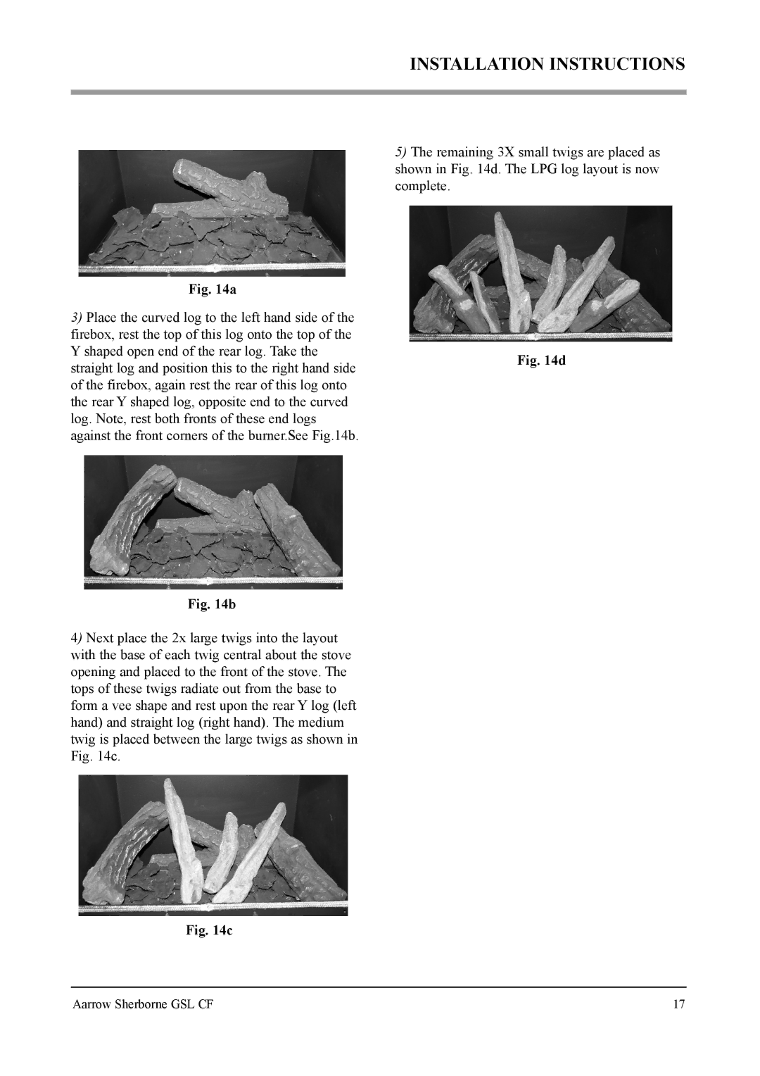 Aarrow Fires Gas Stove user manual Installation Instructions 