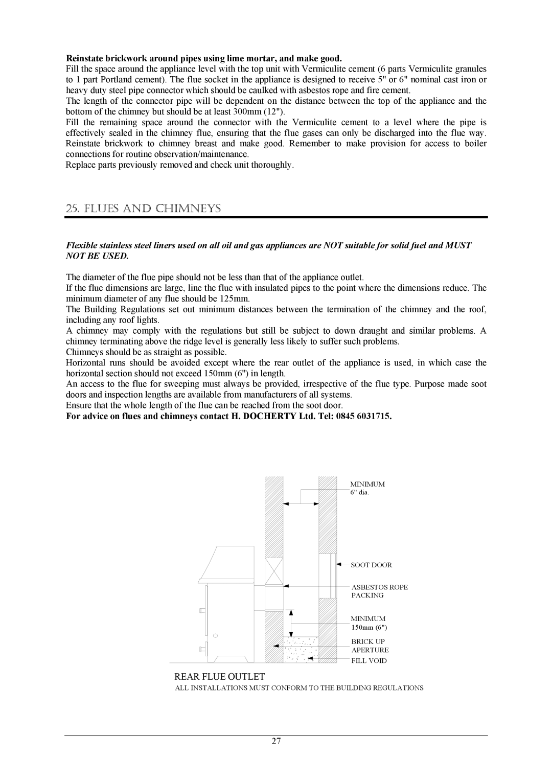 Aarrow Fires SF 50 operating instructions Flues and Chimneys 