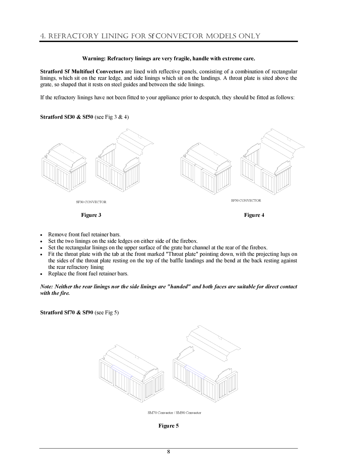 Aarrow Fires SF 50 operating instructions Stratford Sf30 & Sf50 see, Stratford Sf70 & Sf90 see Fig 