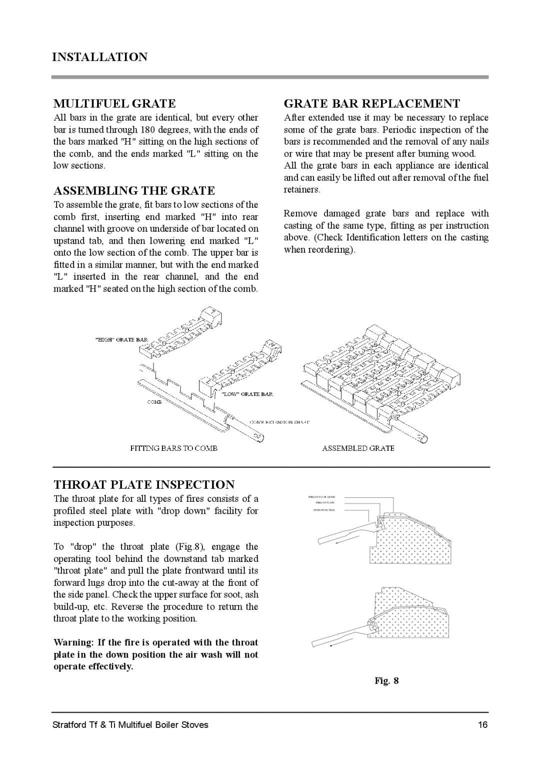 Aarrow Fires Stratford Tf, Stratford Ti Installation Multifuel Grate, Assembling the Grate, Grate BAR Replacement 